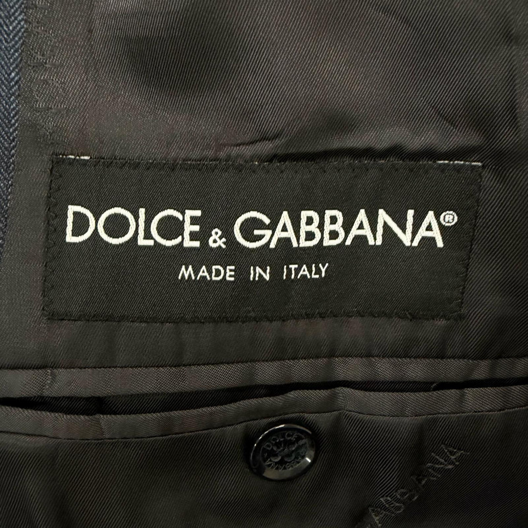 Excellent DOLCE&GABBANA suit single Navy Virgin wool mens 48