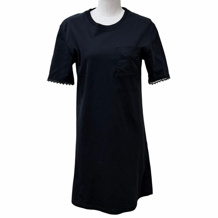 Great HERMES one piece PALEFROI T-Shirt with Lace Cuffs black cotton 34 5H4505DC