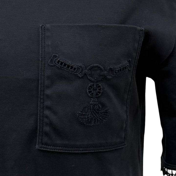 Great HERMES one piece PALEFROI T-Shirt with Lace Cuffs black cotton 34 5H4505DC