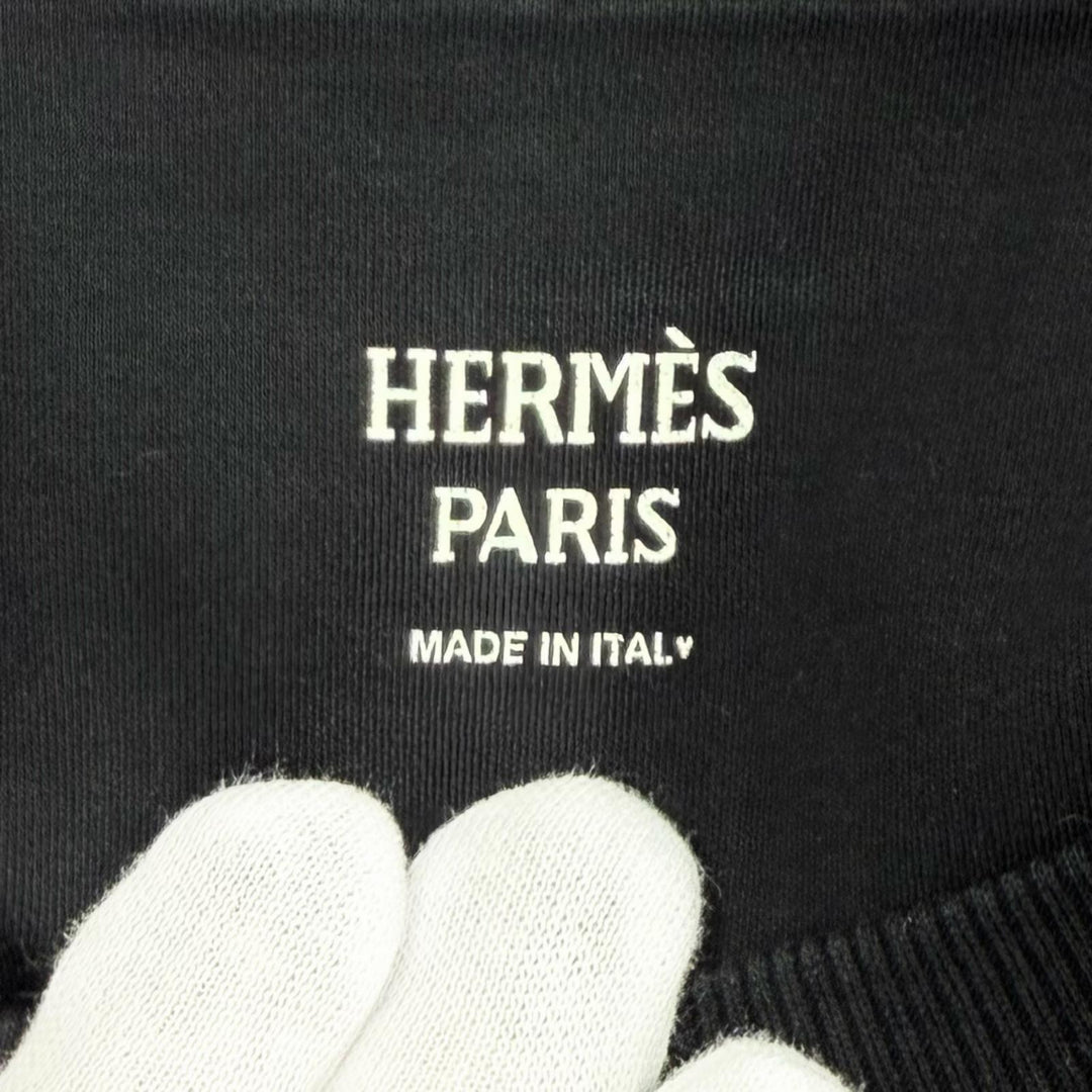 Great HERMES one piece PALEFROI T-Shirt with Lace Cuffs black cotton 34 5H4505DC