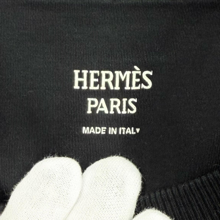 Great HERMES one piece PALEFROI T-Shirt with Lace Cuffs black cotton 34 5H4505DC