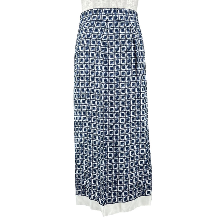 Pristine FERRAGAMO Long skirt All-over print Pleated Navy Rayon Women 38