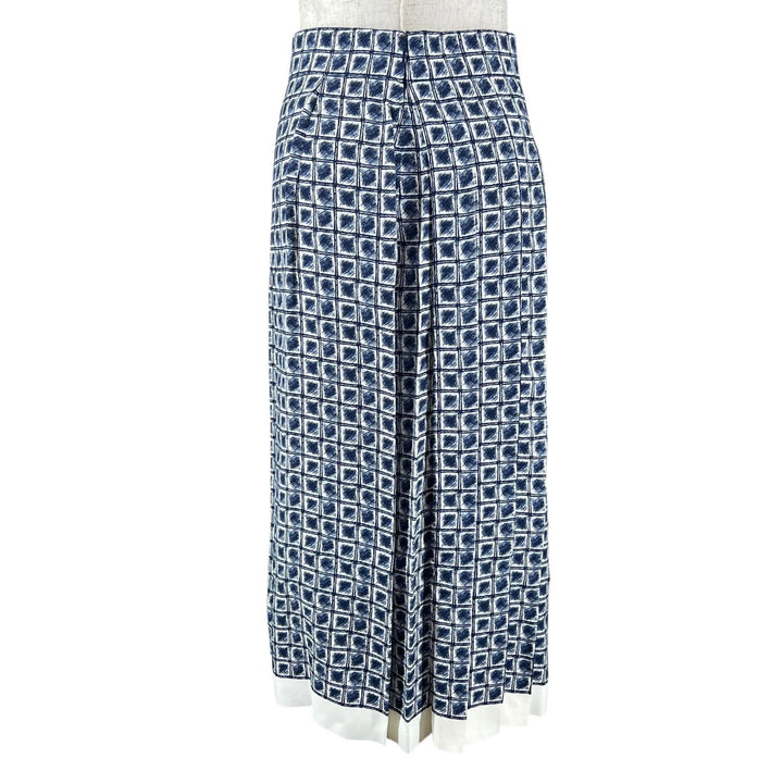 Pristine FERRAGAMO Long skirt All-over print Pleated Navy Rayon Women 38
