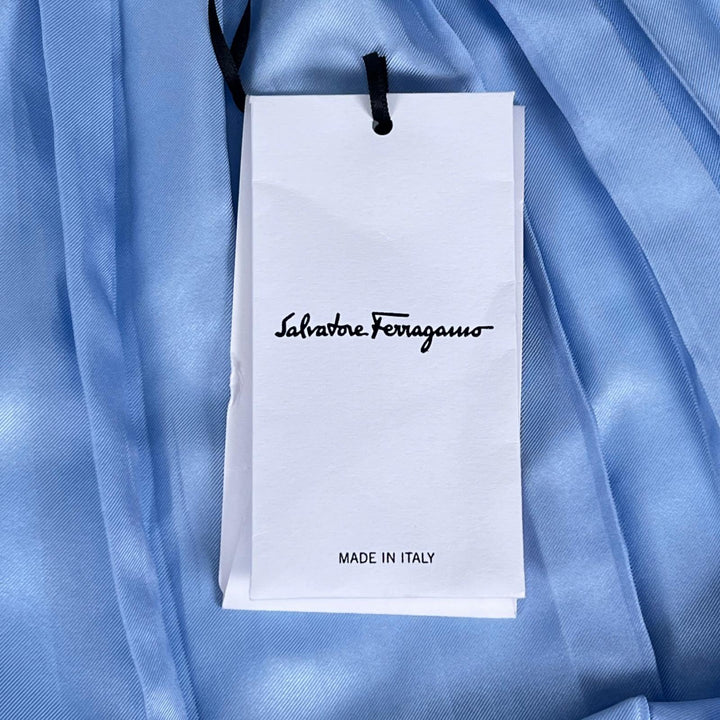 Pristine Salvatore Ferragamo Long skirt Pleated Light blue silk Women 38