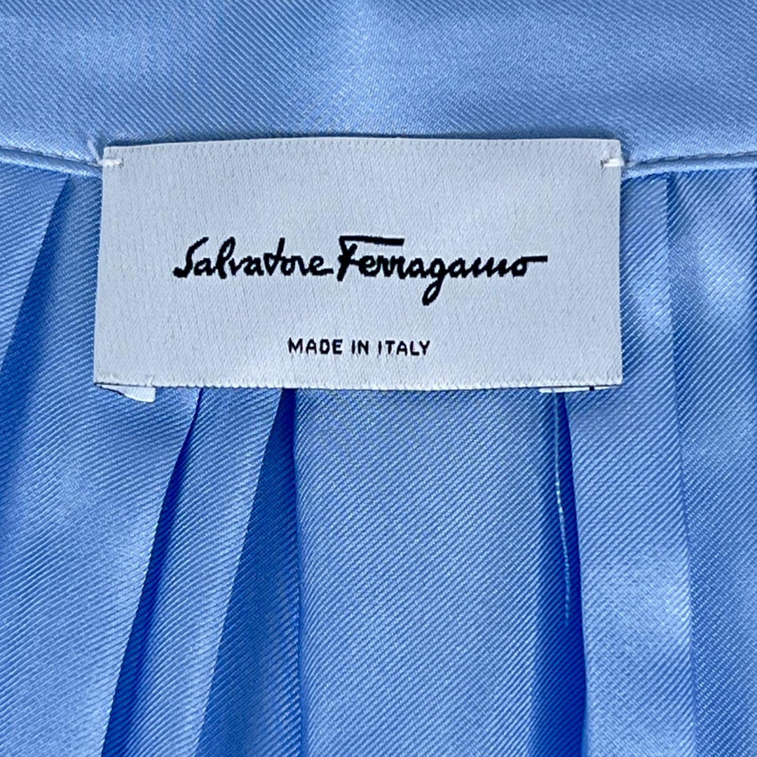 Pristine Salvatore Ferragamo Long skirt Pleated Light blue silk Women 38