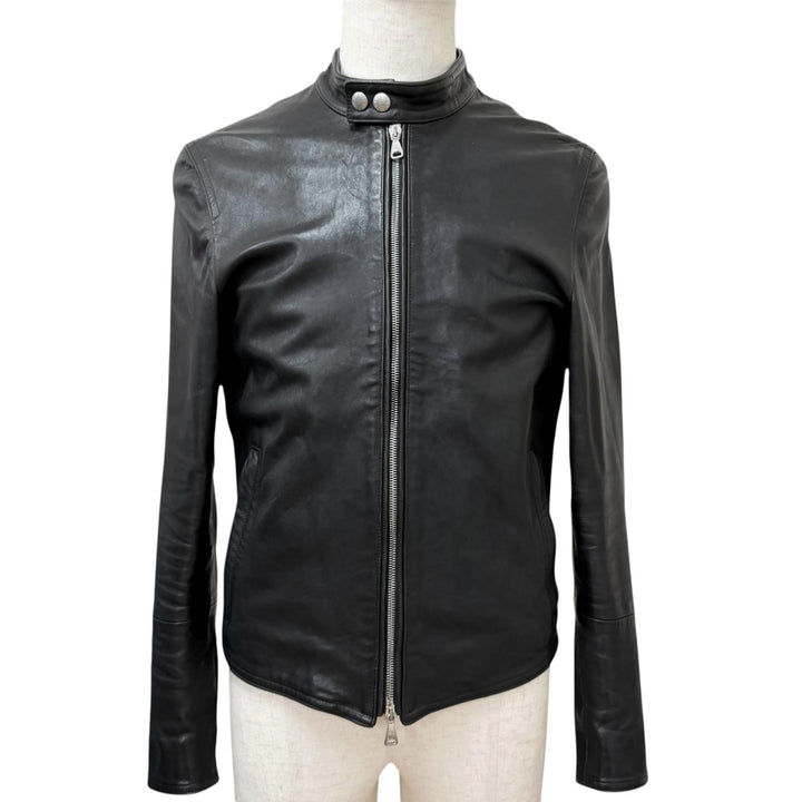 Great EMMETI Leather jacket JURI Stand Collar Single black lambskin