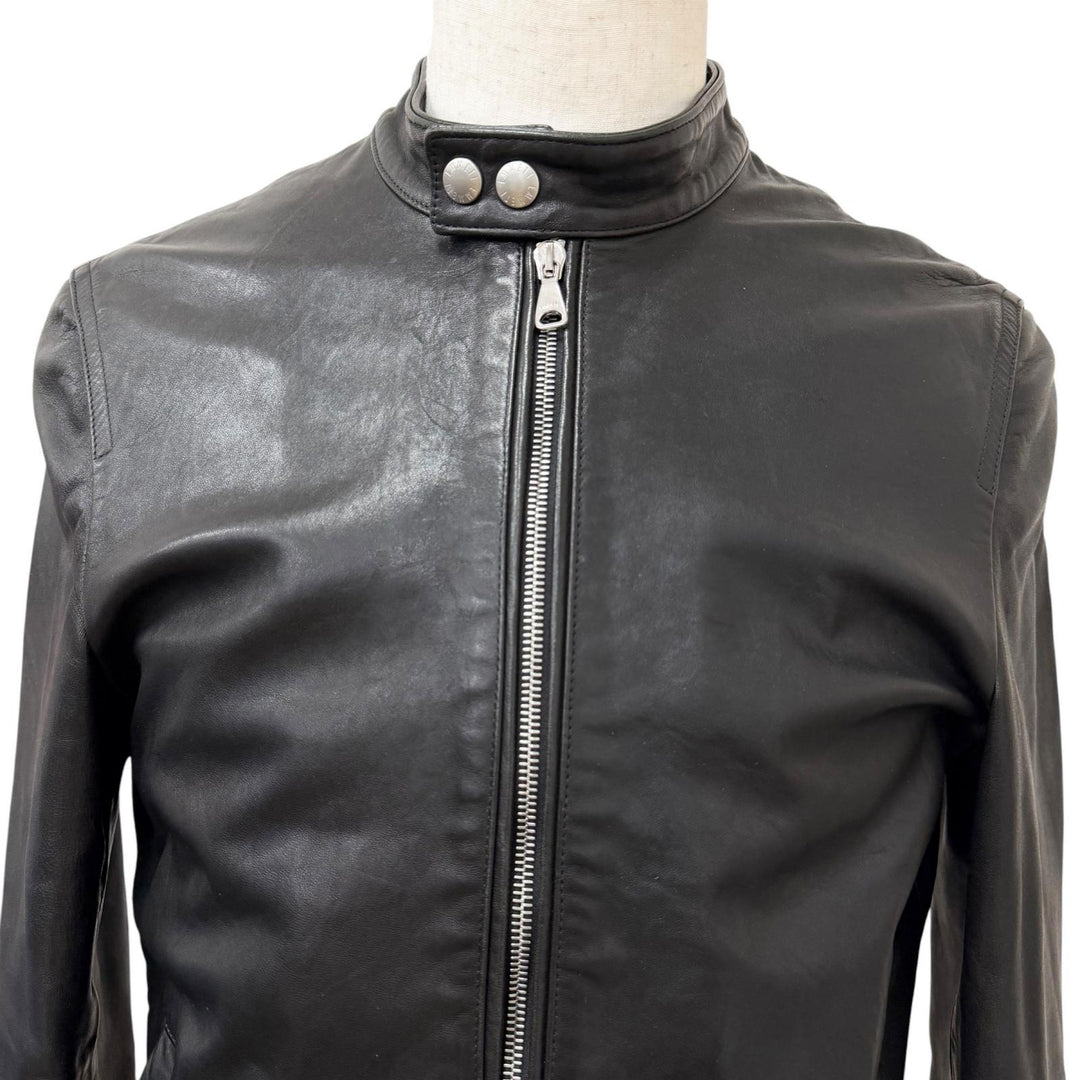 Great EMMETI Leather jacket JURI Stand Collar Single black lambskin