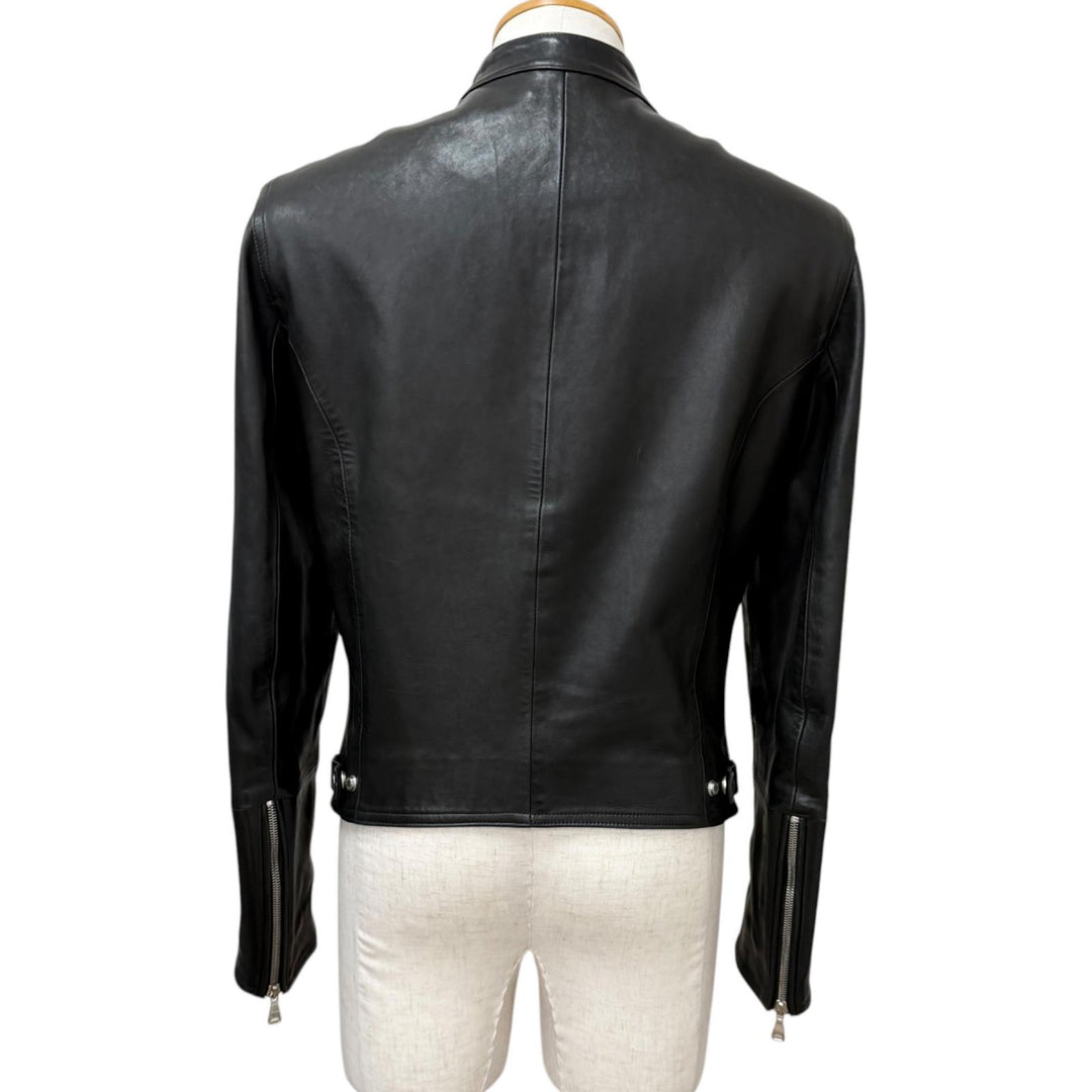 Great EMMETI Leather jacket JURI Stand Collar Single black lambskin