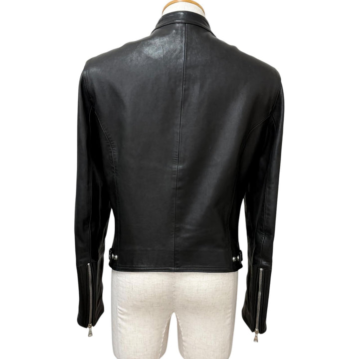 Great EMMETI Leather jacket JURI Stand Collar Single black lambskin