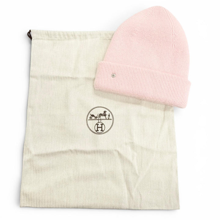 Excellent HERMES Knit cap Beanie Leesa Slalom Serie button wool Women L H252002N