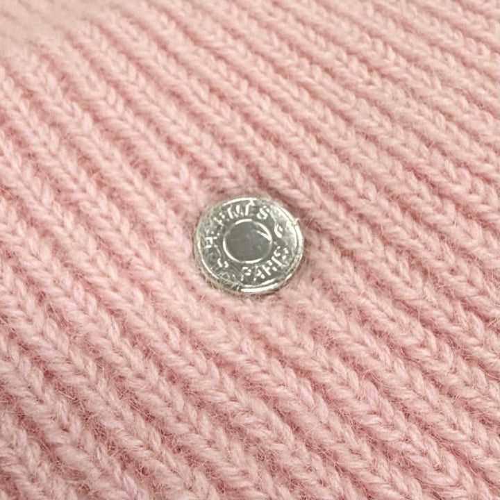 Excellent HERMES Knit cap Beanie Leesa Slalom Serie button wool Women L H252002N