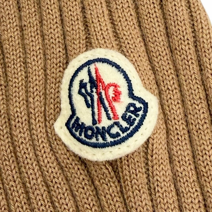 Excellent MONCLER DOLCEVITA Logo patch high-neck ribbed knit sweater Brown XS