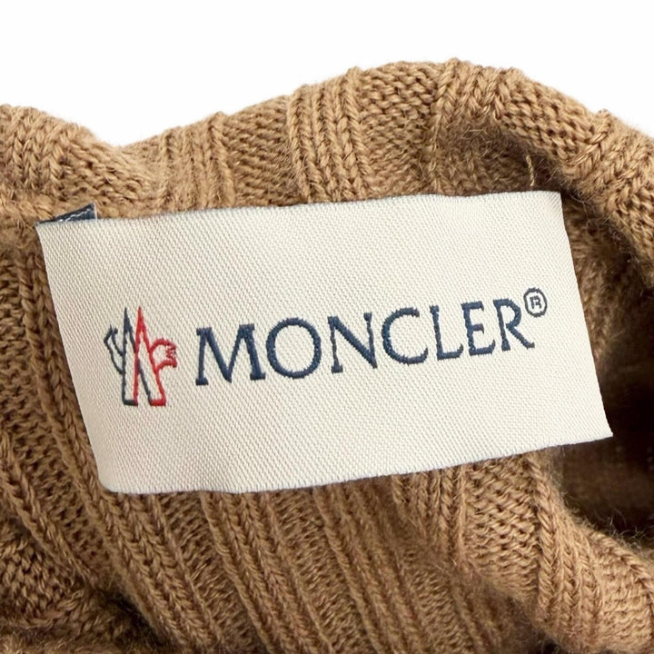 Excellent MONCLER DOLCEVITA Logo patch high-neck ribbed knit sweater Brown XS