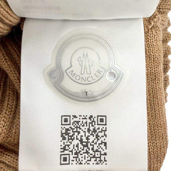Excellent MONCLER DOLCEVITA Logo patch high-neck ribbed knit sweater Brown XS