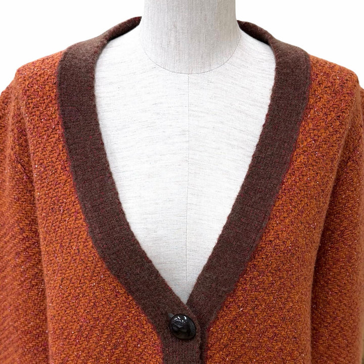 Excellent LOUIS VUITTON cardigan With logo V-neck long dress Multi silk Women L