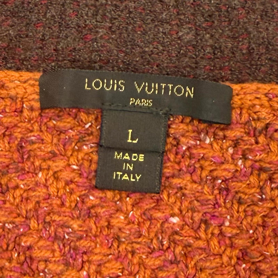 Excellent LOUIS VUITTON cardigan With logo V-neck long dress Multi silk Women L