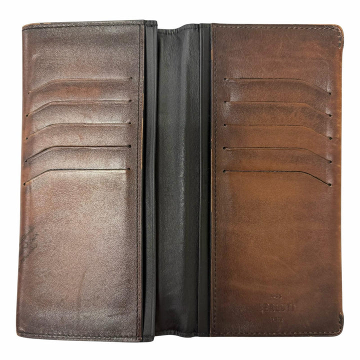 Very Good BERLUTI Purse Espace En Scritto Calligraphy Wallet Brown leather mens