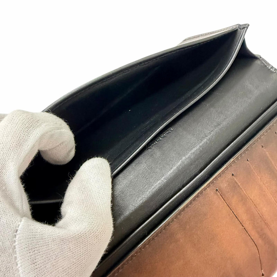 Very Good BERLUTI Purse Espace En Scritto Calligraphy Wallet Brown leather mens