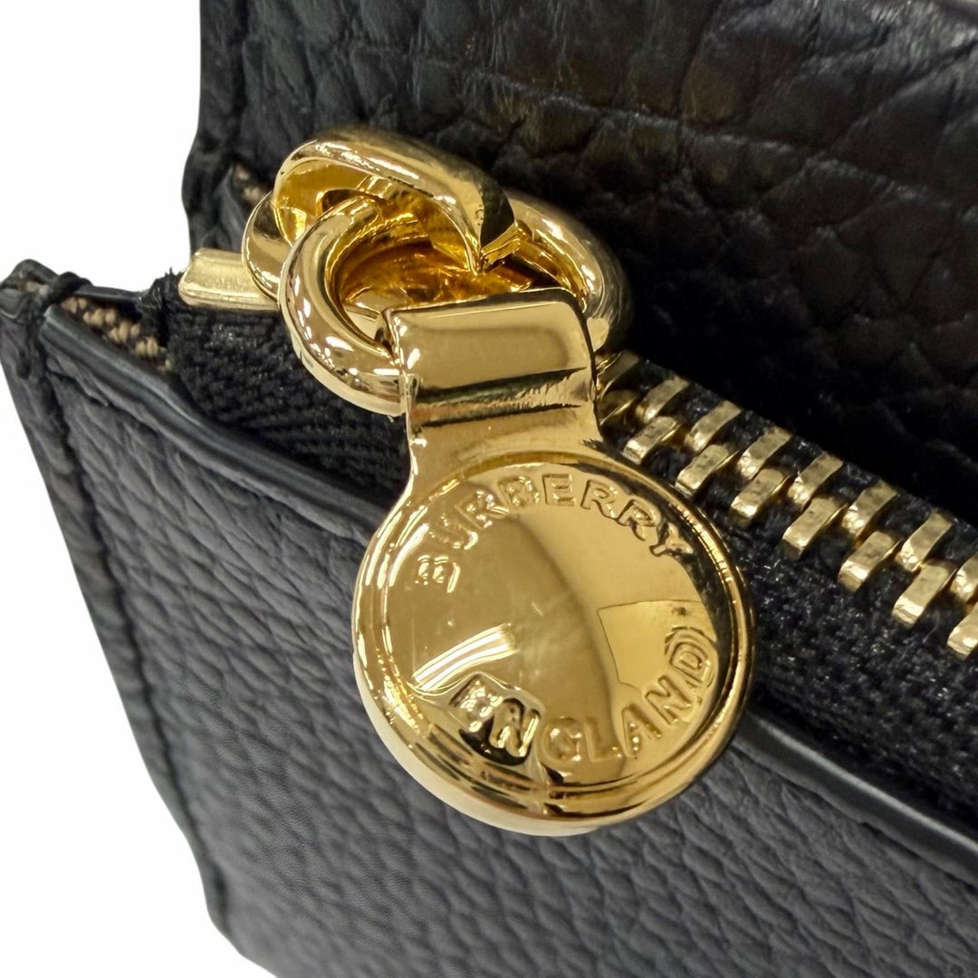 Pristine BURBERRY Card Case Checkered Lining Pattern Coin Case black