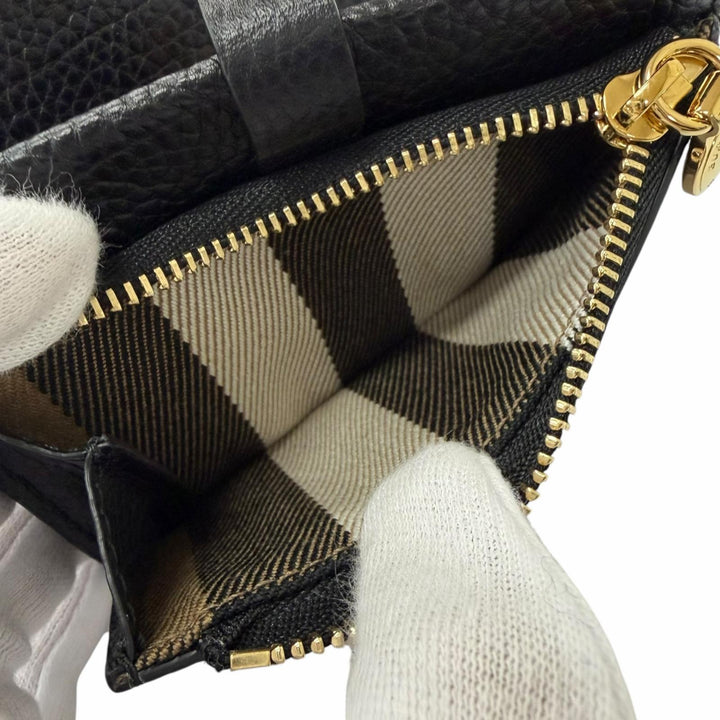 Pristine BURBERRY Card Case Checkered Lining Pattern Coin Case black