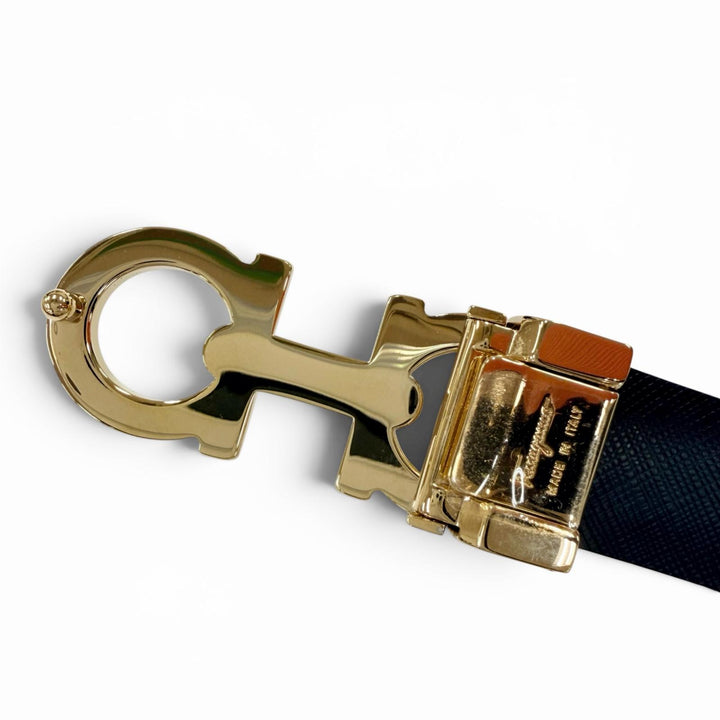 Excellent Salvatore Ferragamo belt GanciniMetal Leather Orange leather Women