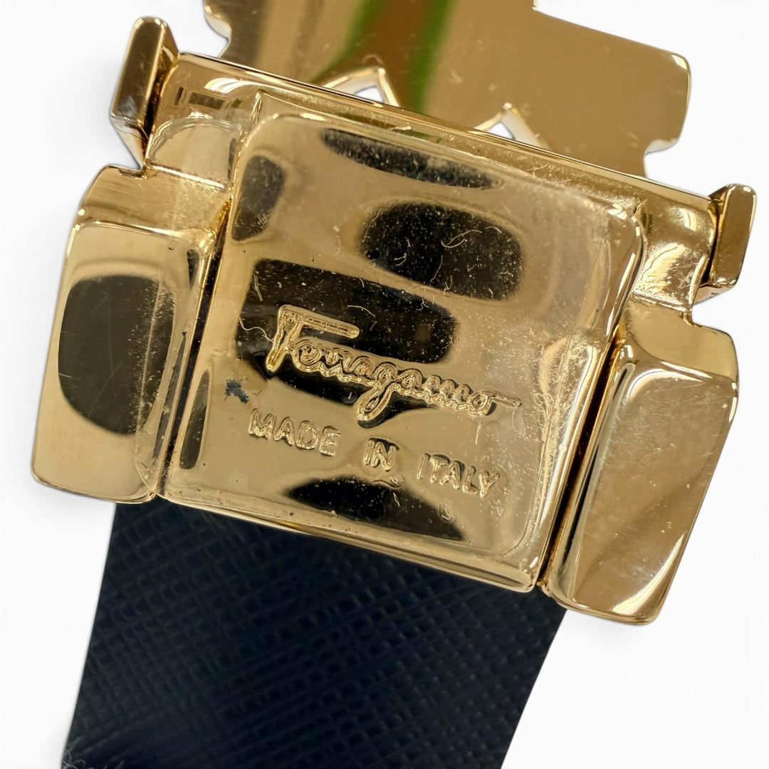 Excellent Salvatore Ferragamo belt GanciniMetal Leather Orange leather Women
