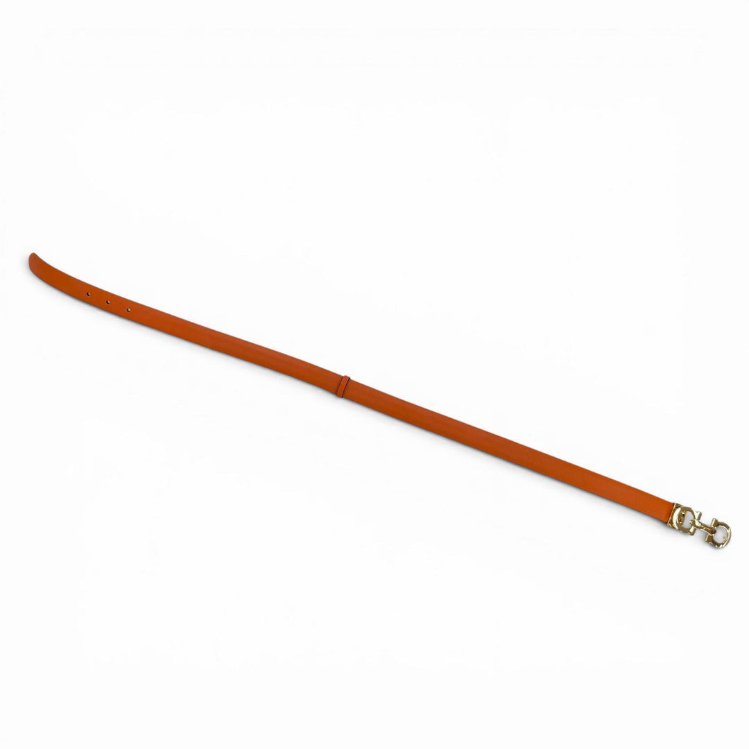 Excellent Salvatore Ferragamo belt GanciniMetal Leather Orange leather Women