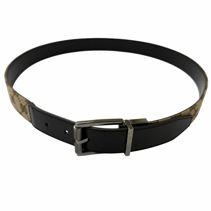 Great GUCCI belt Silver pin buckle beige leather mens