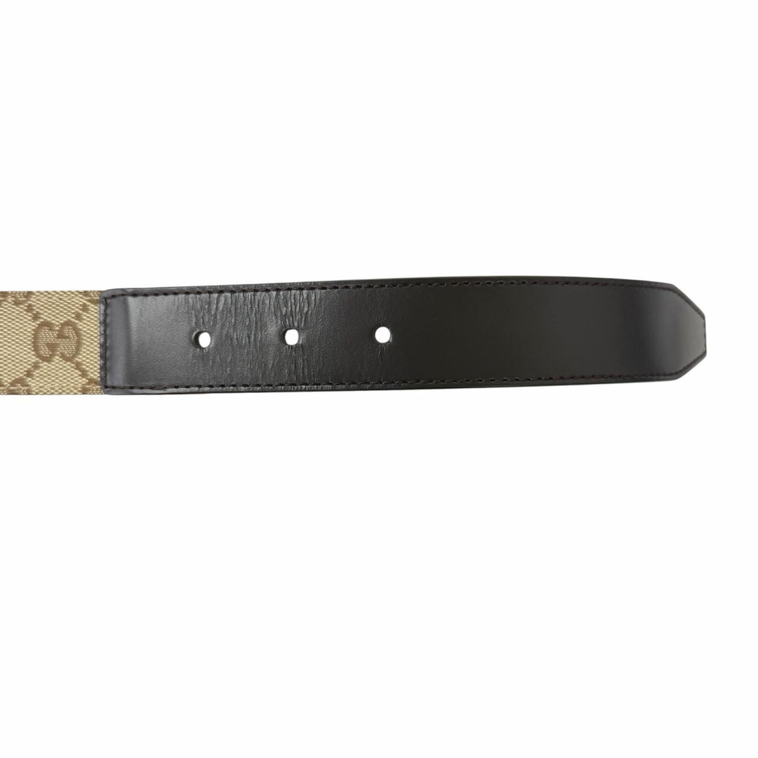 Great GUCCI belt Silver pin buckle beige leather mens