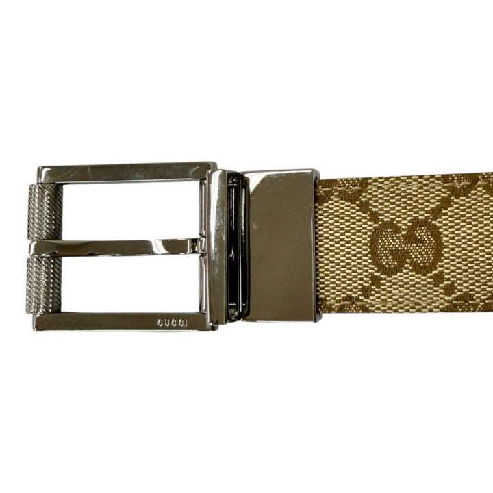 Great GUCCI belt Silver pin buckle beige leather mens