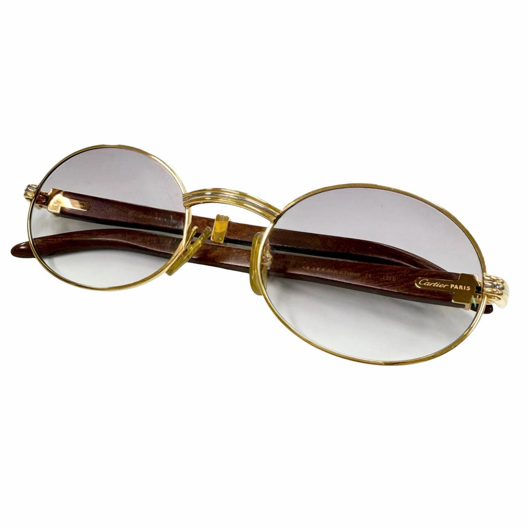 Very Good Cartier sunglasses Trinity gold Wood mens