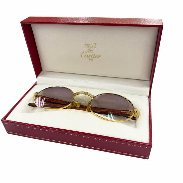 Very Good Cartier sunglasses Trinity gold Wood mens