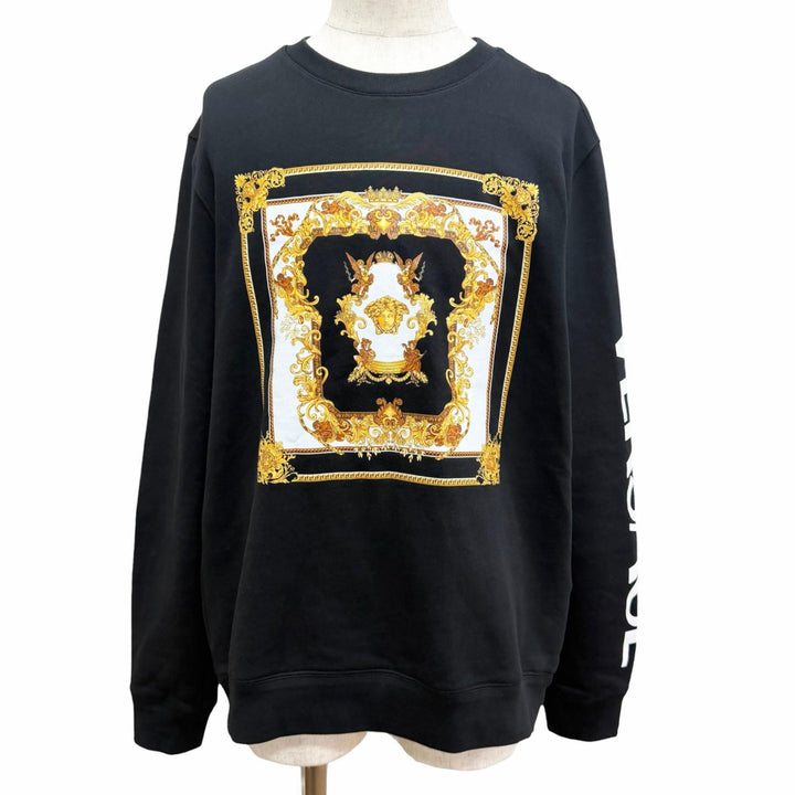 Excellent VERSACE sweat Medusa Arm Logo Print Sweatshirt black cotton mens L