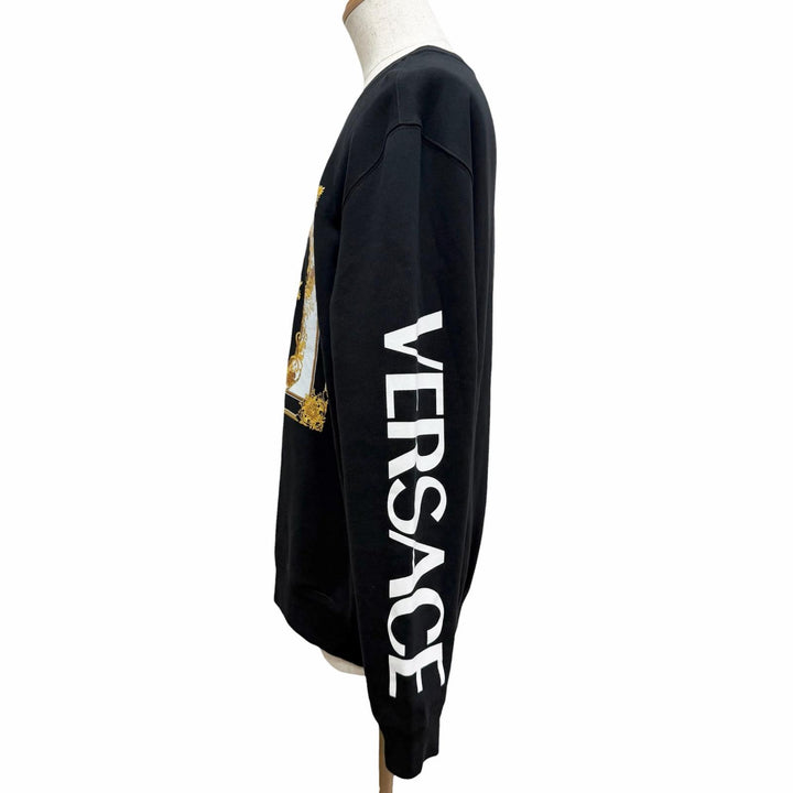 Excellent VERSACE sweat Medusa Arm Logo Print Sweatshirt black cotton mens L