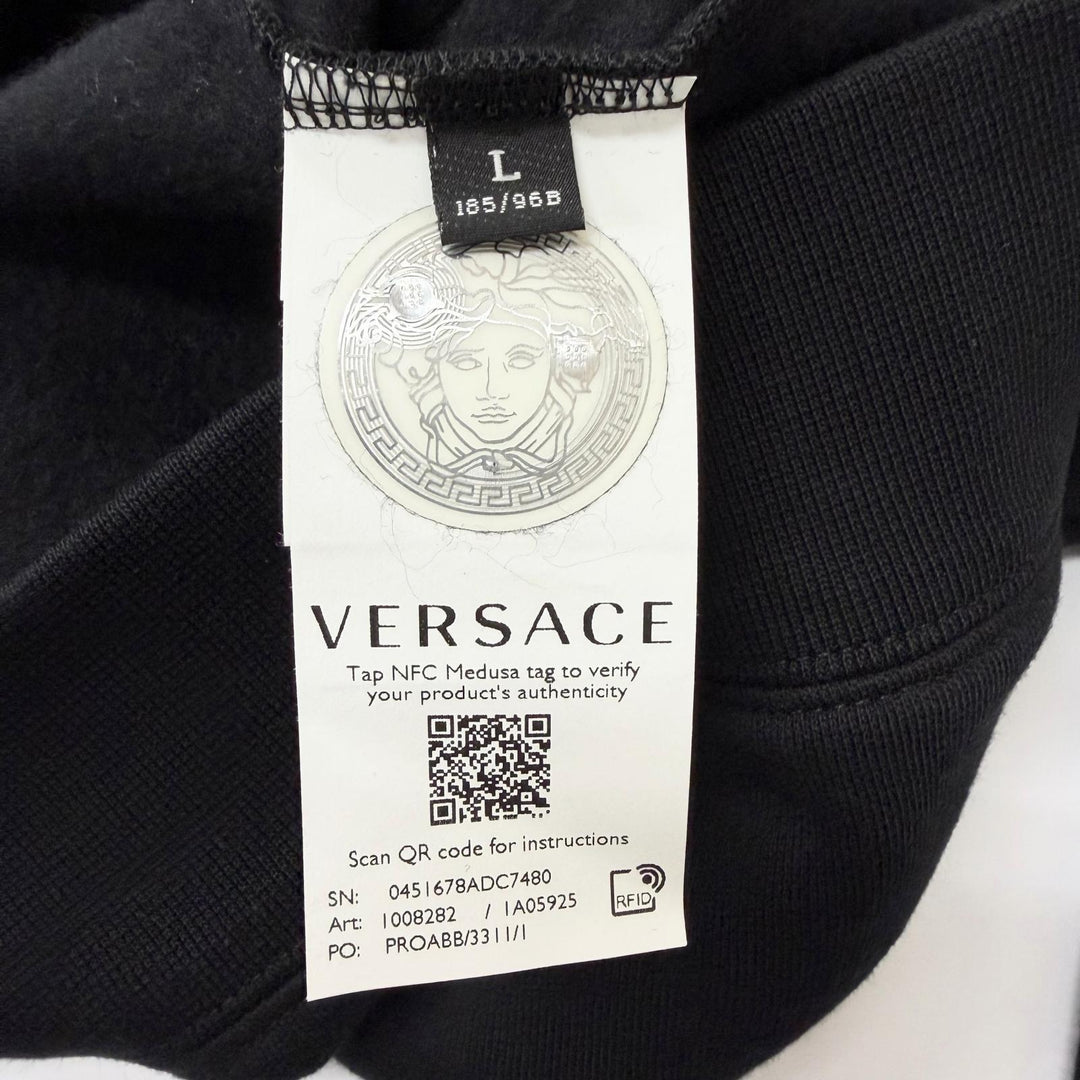 Excellent VERSACE sweat Medusa Arm Logo Print Sweatshirt black cotton mens L