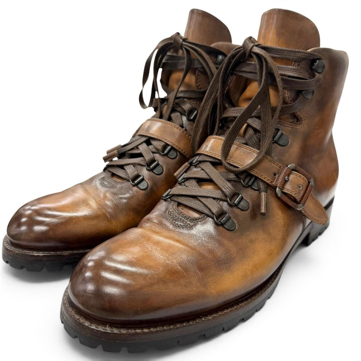 Very Good Berluti Ankle boots Brunico Lace-up belt included Brown leather mens 9