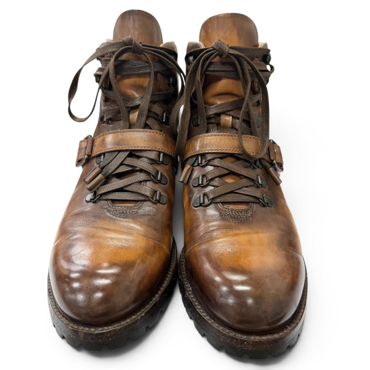 Very Good Berluti Ankle boots Brunico Lace-up belt included Brown leather mens 9