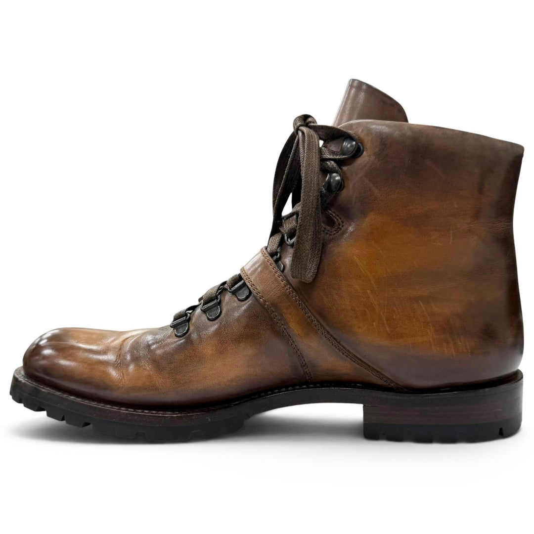 Very Good Berluti Ankle boots Brunico Lace-up belt included Brown leather mens 9