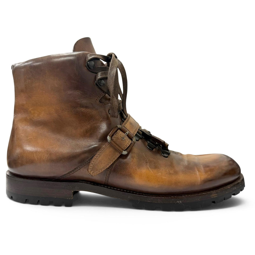 Very Good Berluti Ankle boots Brunico Lace-up belt included Brown leather mens 9