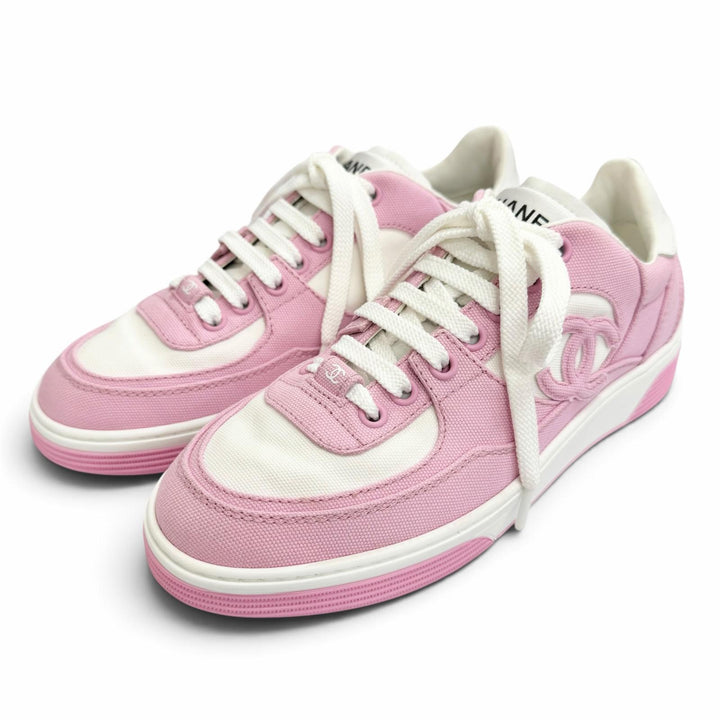 Excellent CHANEL sneakers COCO Mark Bicolor pink canvas Women G45352