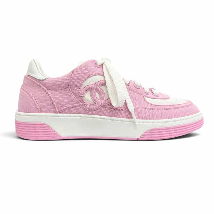 Excellent CHANEL sneakers COCO Mark Bicolor pink canvas Women G45352