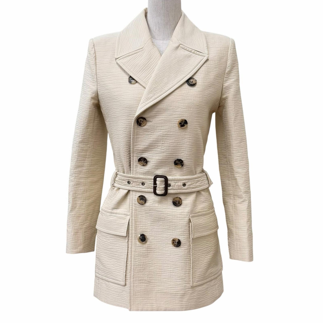Excellent SAINT LAURENT PARIS trench coat Saharienne Overcoat cotton 778548