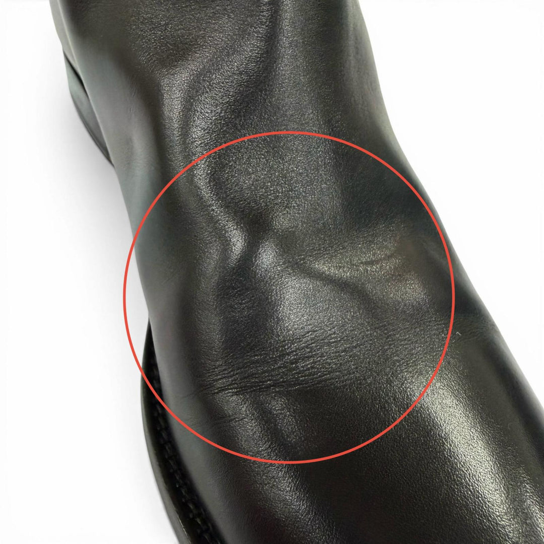 Excellent HERMES Knee-high boots Kelly Buckle Leather Jumping Boots black 37