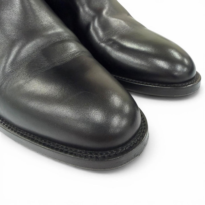 Excellent HERMES Knee-high boots Kelly Buckle Leather Jumping Boots black 37
