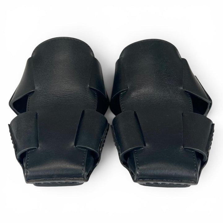 Great HERMES Mule RUSE Square-toe Gurkha black leather Women 35 181041Z