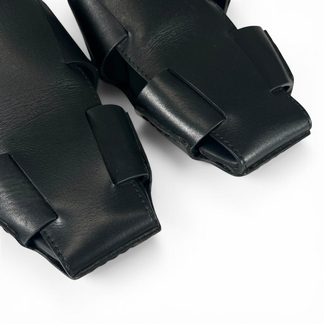 Great HERMES Mule RUSE Square-toe Gurkha black leather Women 35 181041Z