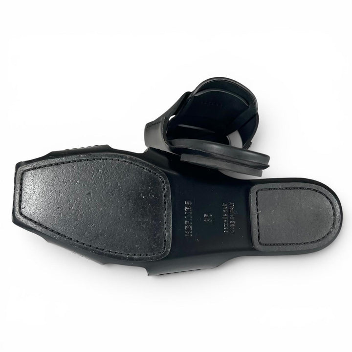 Great HERMES Mule RUSE Square-toe Gurkha black leather Women 35 181041Z