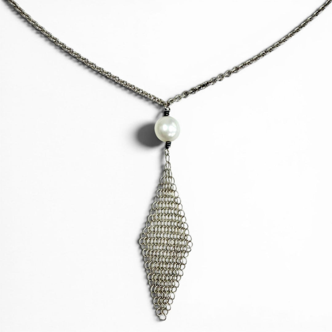 Great TIFFANY&Co. Necklace Mesh Tassel Pendant Silver SV925 Women