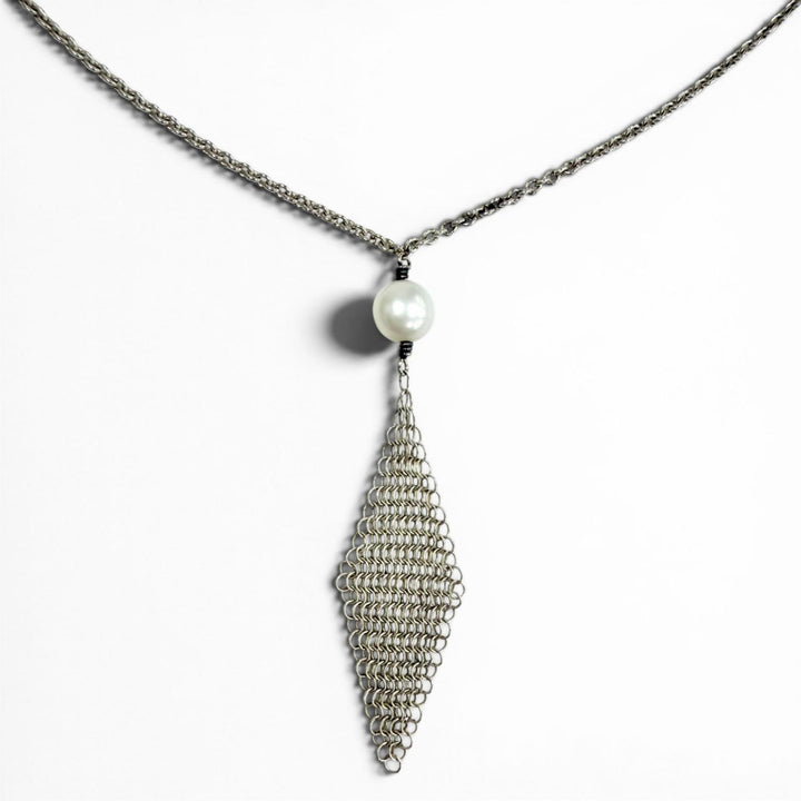 Great TIFFANY&Co. Necklace Mesh Tassel Pendant Silver SV925 Women