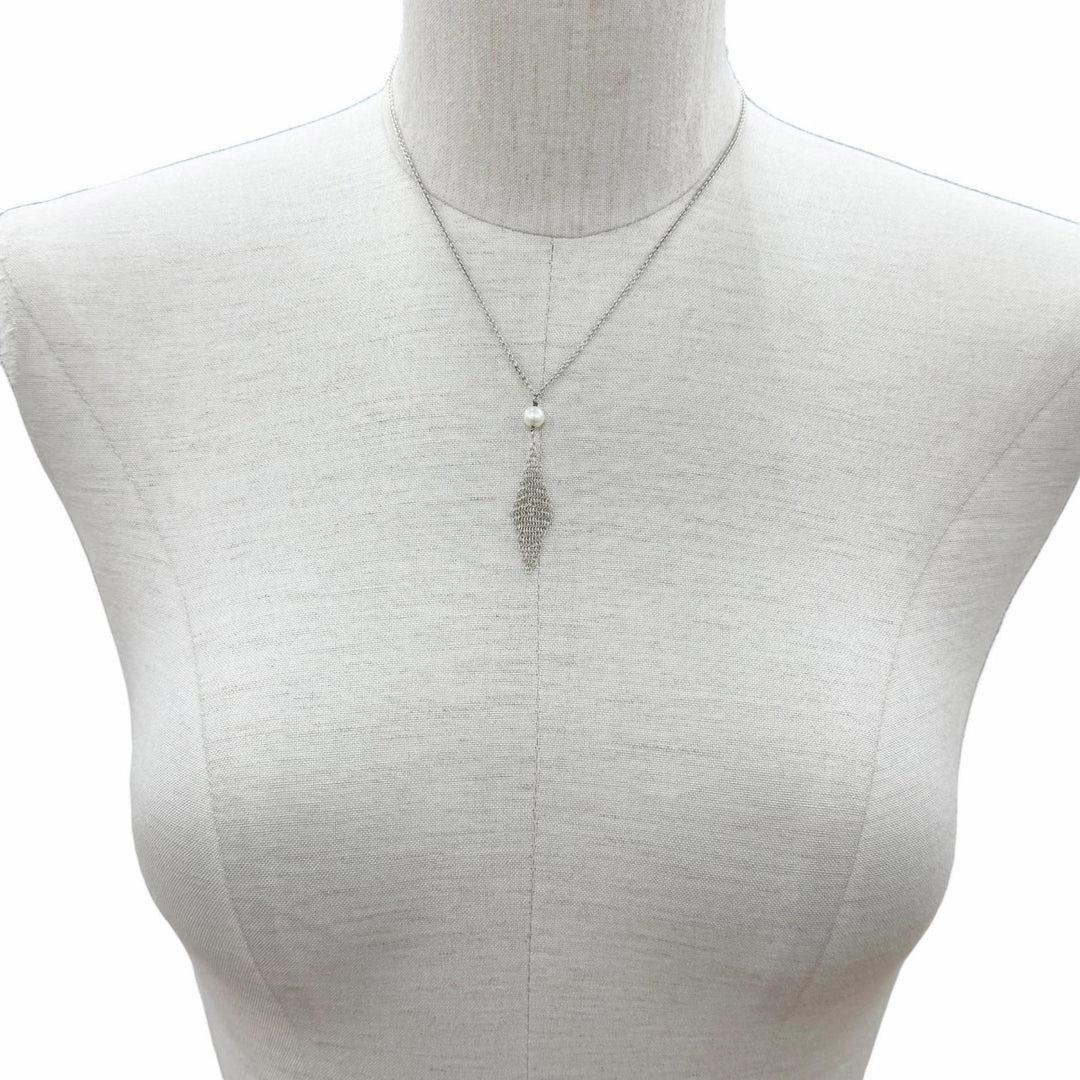 Great TIFFANY&Co. Necklace Mesh Tassel Pendant Silver SV925 Women